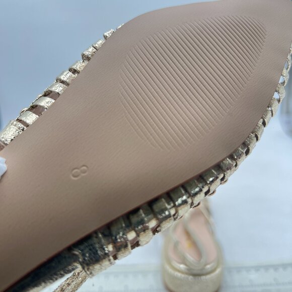 XYD Gold Caged Pointed Toe Studded Strappy Slingback Sandals Cut-out Dress Shoes - Picture 6 of 8